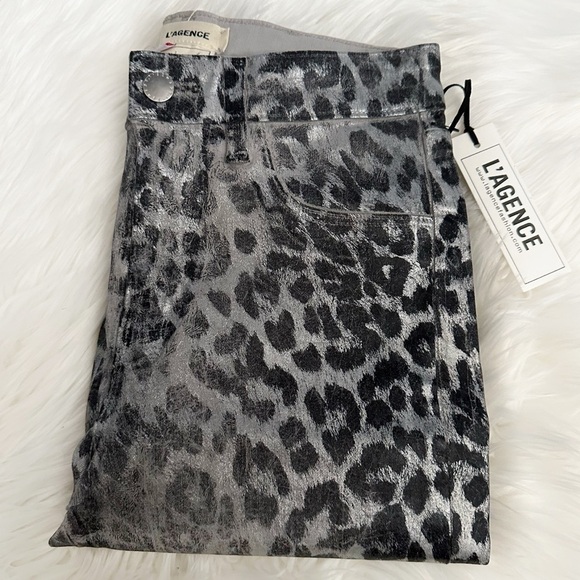 L’agence Margot High Rise Skinny Jeans Leopard Crackle Foil - Picture 10 of 10